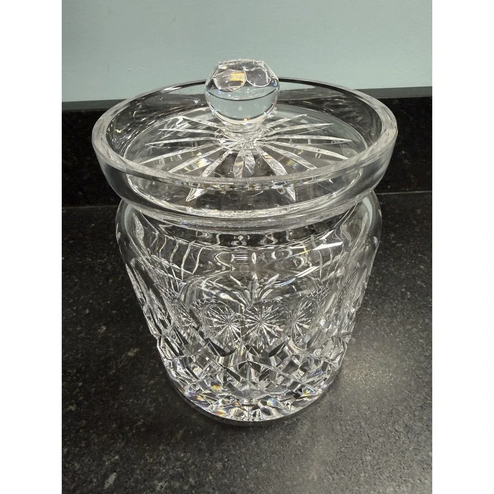 Waterford Crystal Colleen Short Stem Biscuit Barrel Jar w Lid Signed 6.75